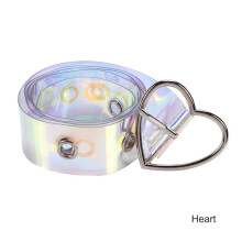 Laser Women girls Belt for pants jeans Holographic Clear Waist Belt Metal Pin Buckle Transparent Waist Belts