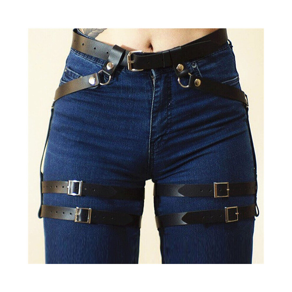 Multicoloured Women's Pu Leather Sword Belt Waist Garter Body Bondage Sexy Leg Suspenders Restraints Belt Bdsm Harness