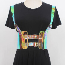 Women Laser Transparent PVC Caged Bra Body Harness Belt Sexy Waist Belt Bondage Female Holographic Strap Top Waist Belts