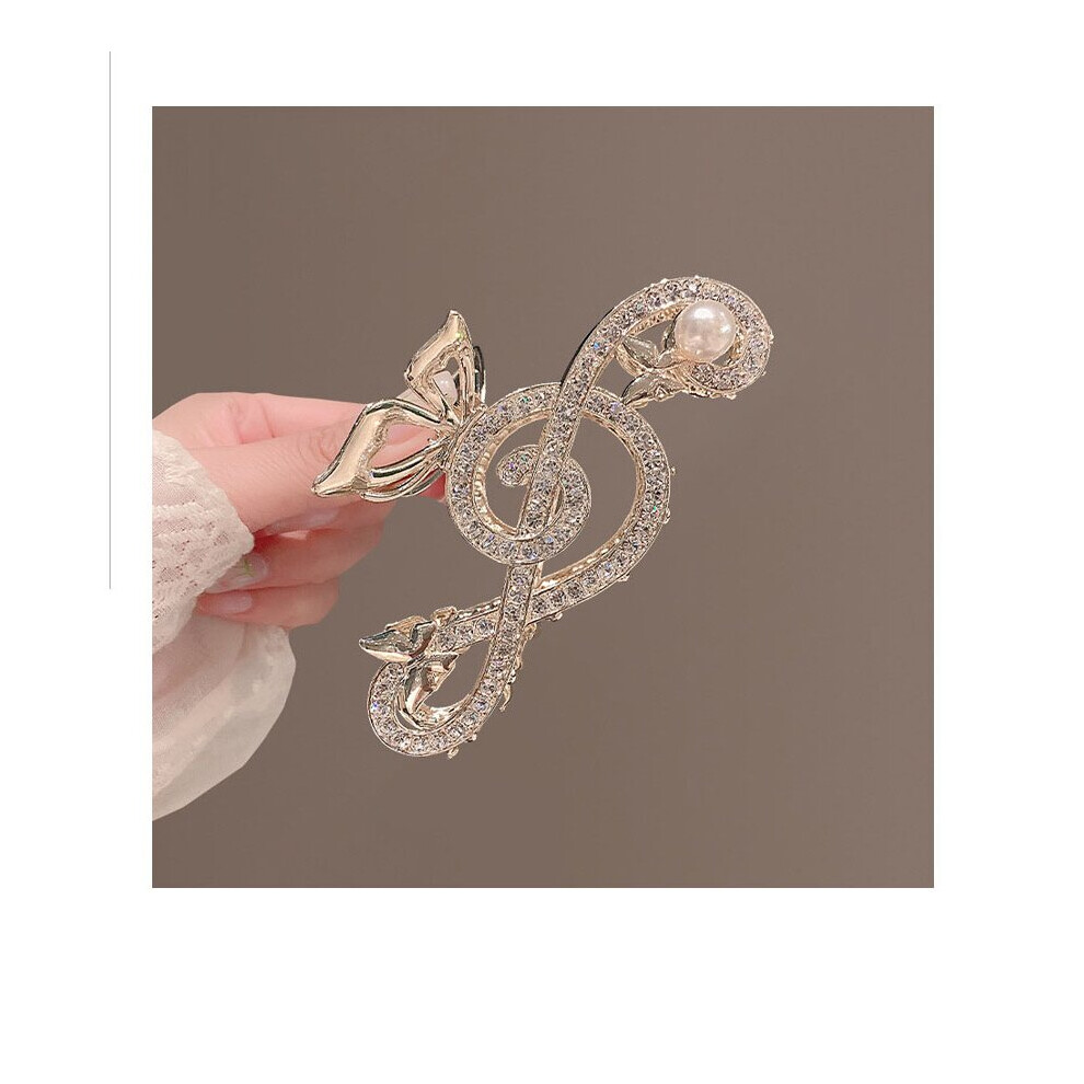 Women Modern Pretty Music Clef Shape Hair Clips Glitter Rhinestone Pearls Decor Hairpins Shark Party Gift-image-OPC-PBQNXDY-NEW