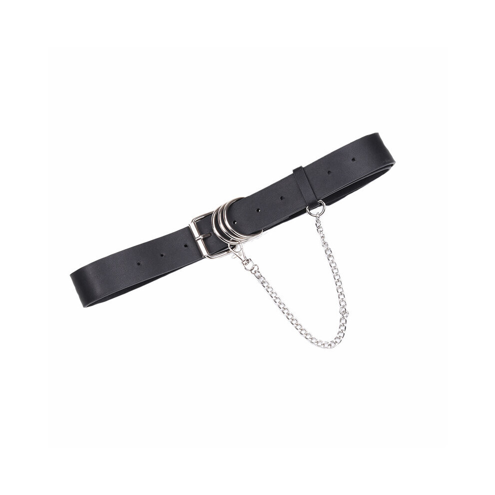 Lady soft PU Leather Belts With Chain Grommet Belt Woman silver metal buckle Belts For Jeans-image-OPC-PBQNZTT-NEW
