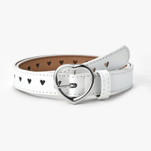 Wide Belt Dress Decorative Waistband Peach Heart Buckle Love Heart Eyelet Children Waist Belt Faux Leather Jeans Belts