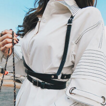 Women Strap Belt Faux Leather Lady Body Bondage O-Ring Cage Harness Waist Belt Goth Harajuku Suspenders All-Match