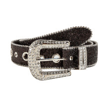 Punk Rhinestone Belts Women PU Leather Strap Goth Belts Western Cowboy Y2K Girls Diamond Rock Bling Strap Belt For Jeans