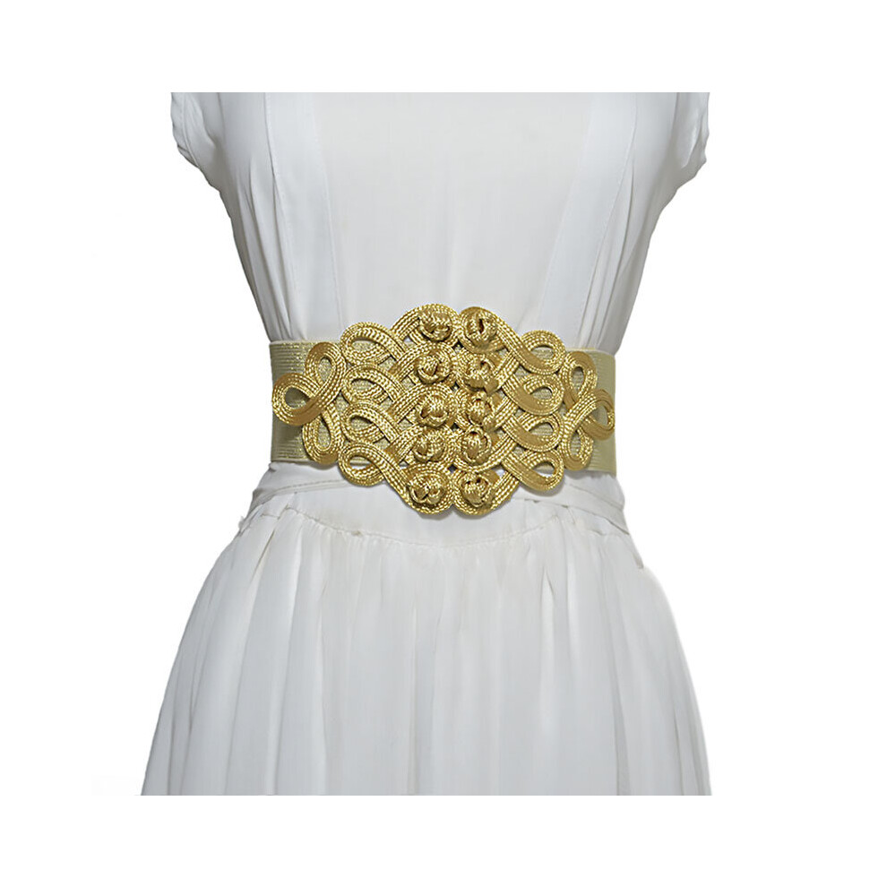 Chinese Knot Ethnic Wide Stretchy Waistband Novelty Black/Gold/Silver Elastic Wide Belt For Women Dress Bg-923-image-OPC-PBQP2NV-NEW