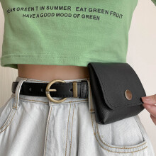 Vintage Pin Buckle Belt Small Bag Thin PU Leather Belts For Jeans Student Knot Waistbands Girl Pouch Waist Bags