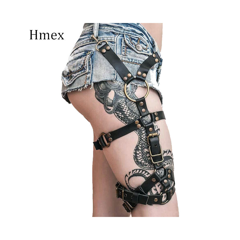 Black Women Sexy Leather Harness Cross Belts For Women Goth Punk Leg Cage Suspenders Erotic Bondage Garters For Stockings