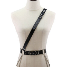 Sexy Women Leather Shoulder Harness Lingerie Strap Female Body Bondage Waistband Punk Chain Belt For Women