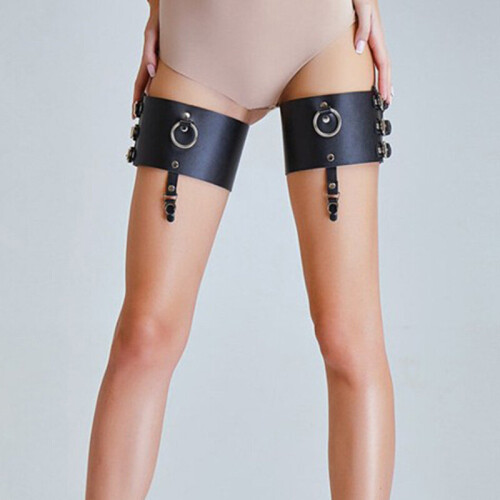 1 Pair Adjustable Elastice Leather Leg Harness Garter Belt Gothic Thigh Ring Garter -MX8 1