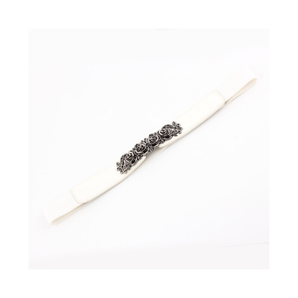 Rose Buckle Stretch Belt Women Pu Thin Retro Belts Female Dress Jeans Waistband-image-OPC-PBQP5GF-NEW