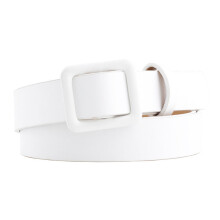 Women PU Leather Belt Solid Thin Skinny Waistband Metal Buckle Adjustable Belts for Lady Dress Strap