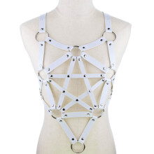 Decopunk Sexy Leather Harness Garters Belt Stars Body Necklace Women Bondage Gothic Party Outfits Jewelry