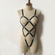 Punk Goth Lingerie leather material harness Belts for Women Suspenders Sexy Nightclub Women Bondage