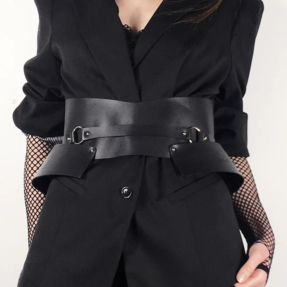Black Leather Harness Belts Women Body Bondage Garter Belt Straps Bdsm Harness Waist Belts Bondage Female Vintage Wide Straps