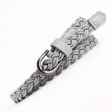 Candy Colors Thin Narrow Buckle Strap Waist Belt Adjustable PU Knitted Braided Belt Alloy Pin Buckle Skinny Waistband Wax Rope