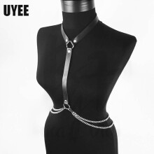 Harajuku Garter Belt Sexy Tops Adult Women Chest Studded Strap Body Bondage Belt Metal Chain Harness LB-094