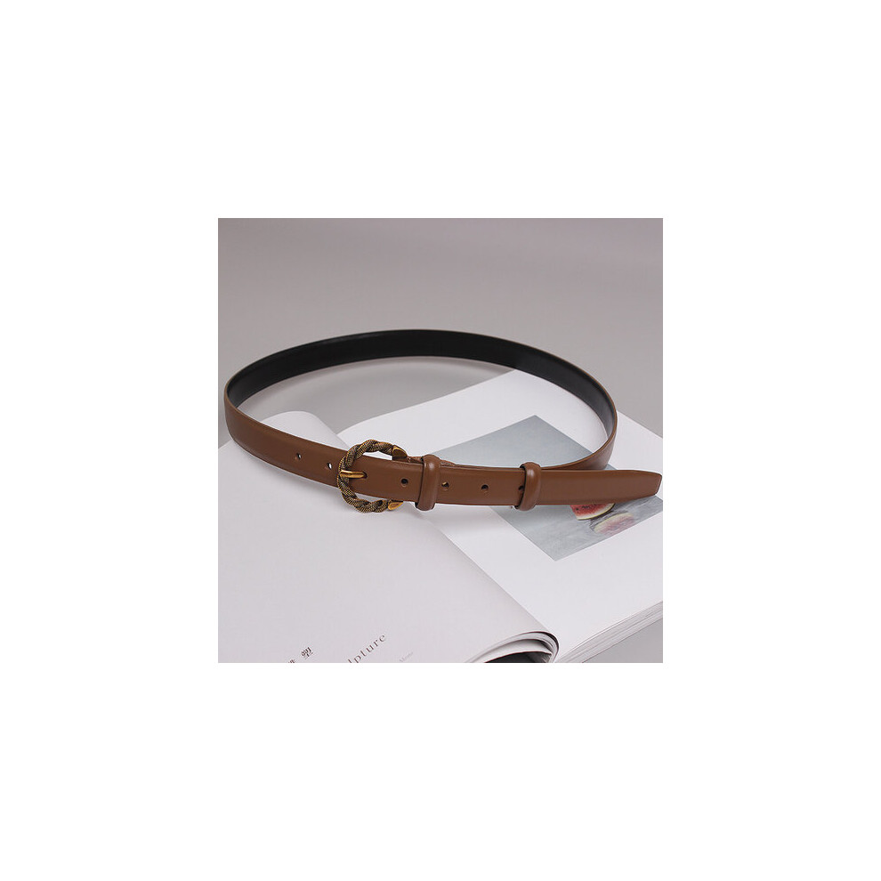 French Vintage Twisted Buckle Pin Cowskin Waist Belt For Women Leather Waistband Female Jean Pant Belt Strap-image-OPC-PBQP7G2-NEW