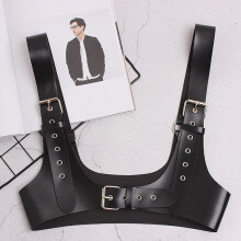 Women Body Bondage Sexy Bra Harness Leather Buckle Ruffles Split Joint Wide Belt Waistband Garter Belt Straps Bdsm