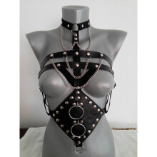 Punk Sexy Women Harajuku PU Leather Unique Harness Double Row Tassel Waist Belts Body Bondage Belts Straps Shoulder