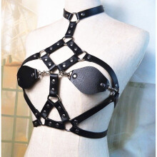 Sexy Women Belts Punk Rock Halterneck Choker Goth PU Leather Harness Body Bondage Cage Bustier Corset Sculpting Chest Waist Belt