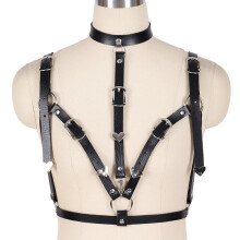 Women Sexy Harajuku Restrain Neck Garters Faux Leather Body Bondage Cage Sculpting Harness Waist Belt Straps Suspenders Punk