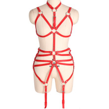 2pc Punk Goth Women's Belts For Women Leather Harness Sexy Garters Waistband Bdsm Bondage Lingerie Pentagram Accessories