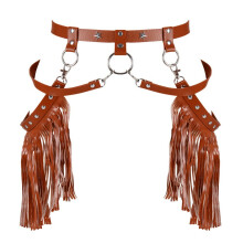 Sexy Mini Skirt Leather Tassel Accessories Women Garters Harness Link Chain Long Tassel Body Bondage Sexy Club wear Suspenders