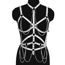 Metal Chain Harness Suspenders Bodysuit Women Leather Waist To Leg Bondage Cage Waistband Stockings Garter Belt Erotic Lingerie
