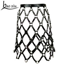 Sexy Pub female leather skirt belts Punk Gothic Rock Leather Harness Waist rivet bundled belt Body Bondage hollow Belt Straps