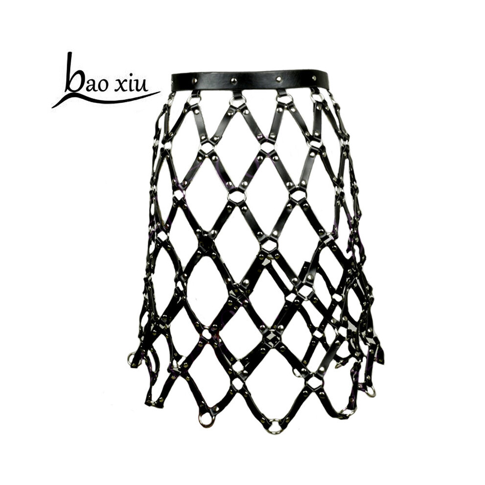 Sexy Pub female leather skirt belts Punk Gothic Rock Leather Harness Waist rivet bundled belt Body Bondage hollow Belt Straps