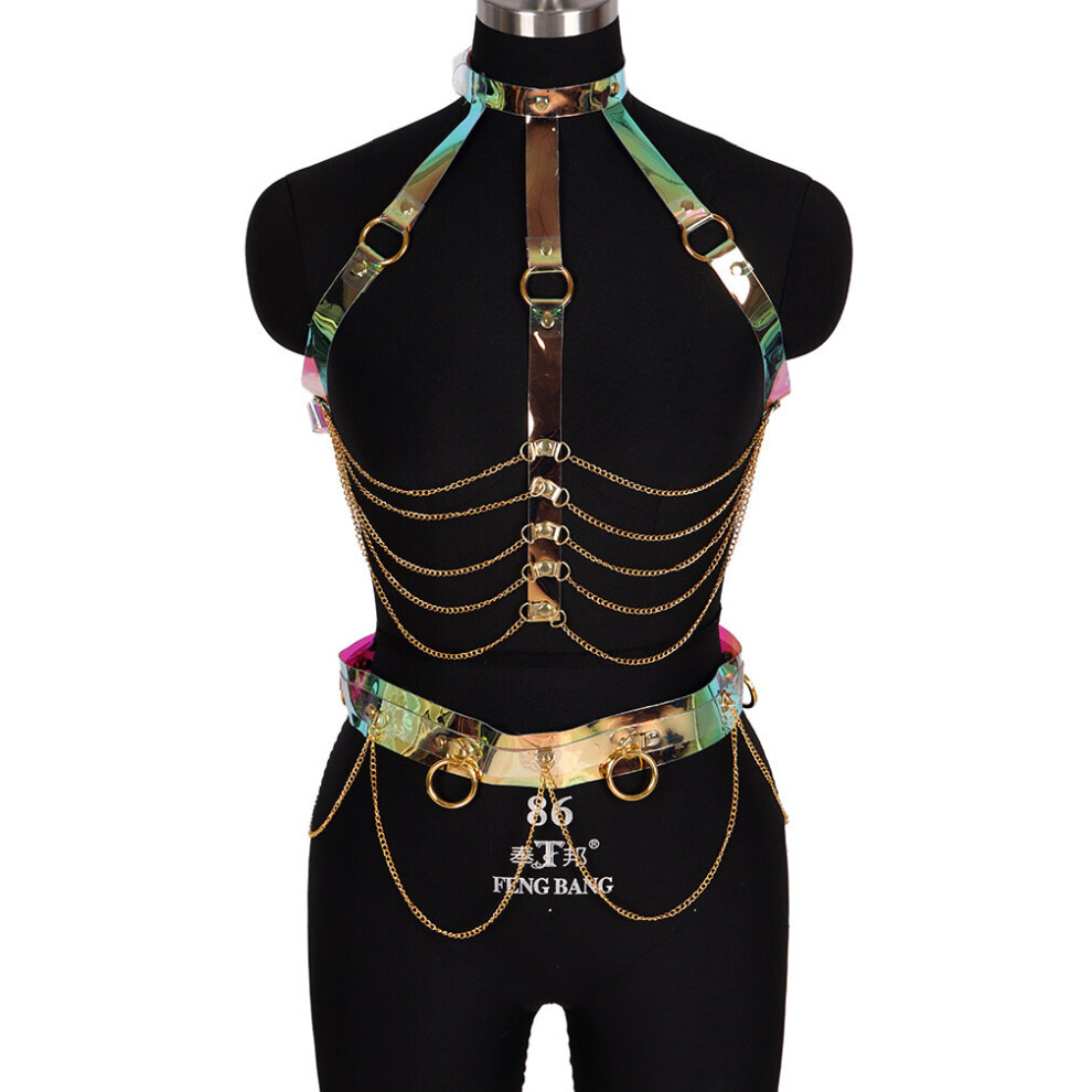 Multicoloured 2Pc Harajuku Leather Harness For Women Belt Sexy Lingerie Stocking Garters Bondage Accessories Punk Goth Suspender Waist Straps