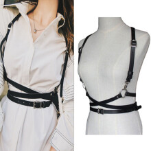 Women'S Sexy Harajuku O-Ring Garters Pu Leather Punk Women Body Bondage Cage Harness Waist Belt Straps Suspenders Femme Ceinture