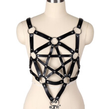 Pentagram Accessories Harness Belt Tops Bondage Waist Size Suspender Belt BDSM Leather Sexy Lingerie Garter Dress Dance Costume