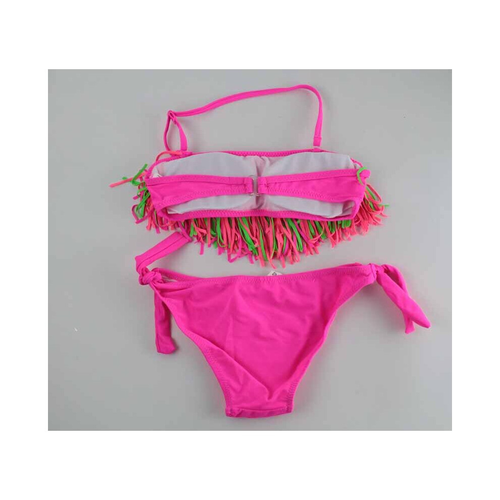 Solid Tassel Biquini Girls Swimwear Summer Bandage Bikini Set 5 12