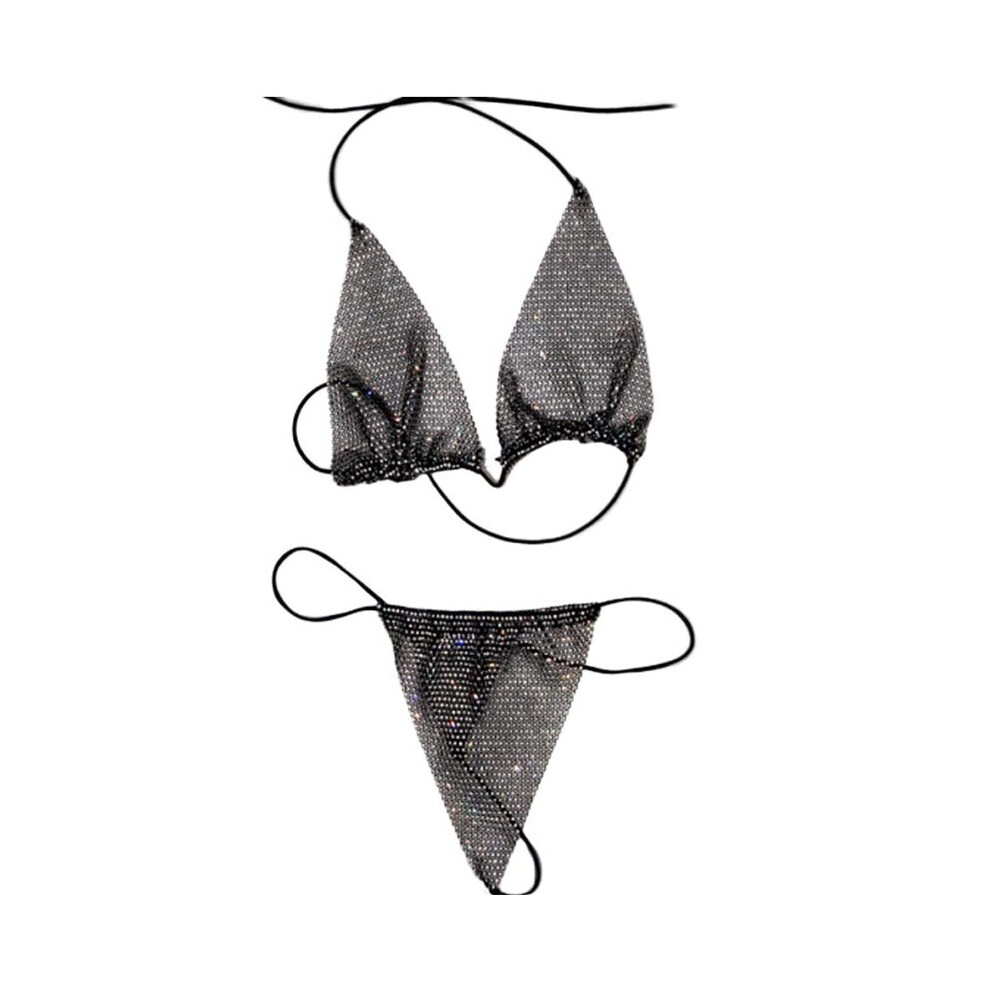 Ellolace Bling Rhinestones Fishnet Bikini Women Halter Bra Sexy Panty 2 Piece Outfits Lady Lingerie Set Sexy Swimwear Women-image-OPC-PBQPCC6-NEW