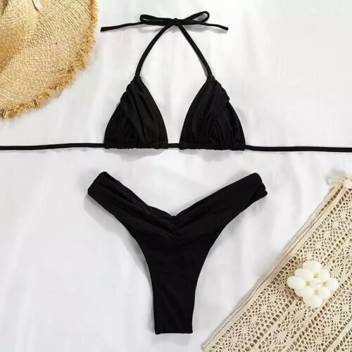 Sexy Micro Bikinis Women Halter Brazilian Bikini Set Female Pleated ...