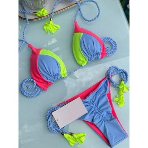 Sexy Bikini Push Up Women Swimsuits Female Micro Bikini Set Solid Thong Brazilian Swimwear 2385