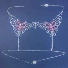 Bling Biquinis Female Swimsuits Sexy Diamond Butterfly Bikini Set Women Body Chain Crystal Jewelry Lingerie Set