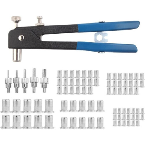 86PC Heavy Duty Blind Rivet Gun Nut Threaded Insert Kit M3-M8 Hand Riveting Tool