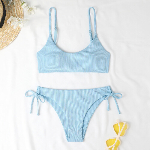 Womens Sexy Two Piece Biniki Solid Quick-drying Bikini Sexy Swimwear ...