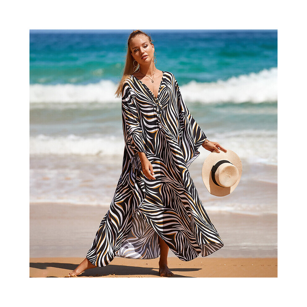 10 Colors Casual Swim Coverup Dresses Over Bathing Suit for Women Kaftan Beach Cover Up Loose Bohemian Dress-image-OPC-PBQPQDR-NEW