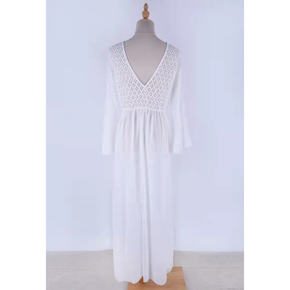 sexy hollow out knit beach skirt Long sleeve slit dress Holiday Dress Swimwear hoodie sunscreen-image-OPC-PBQPVPS-NEW