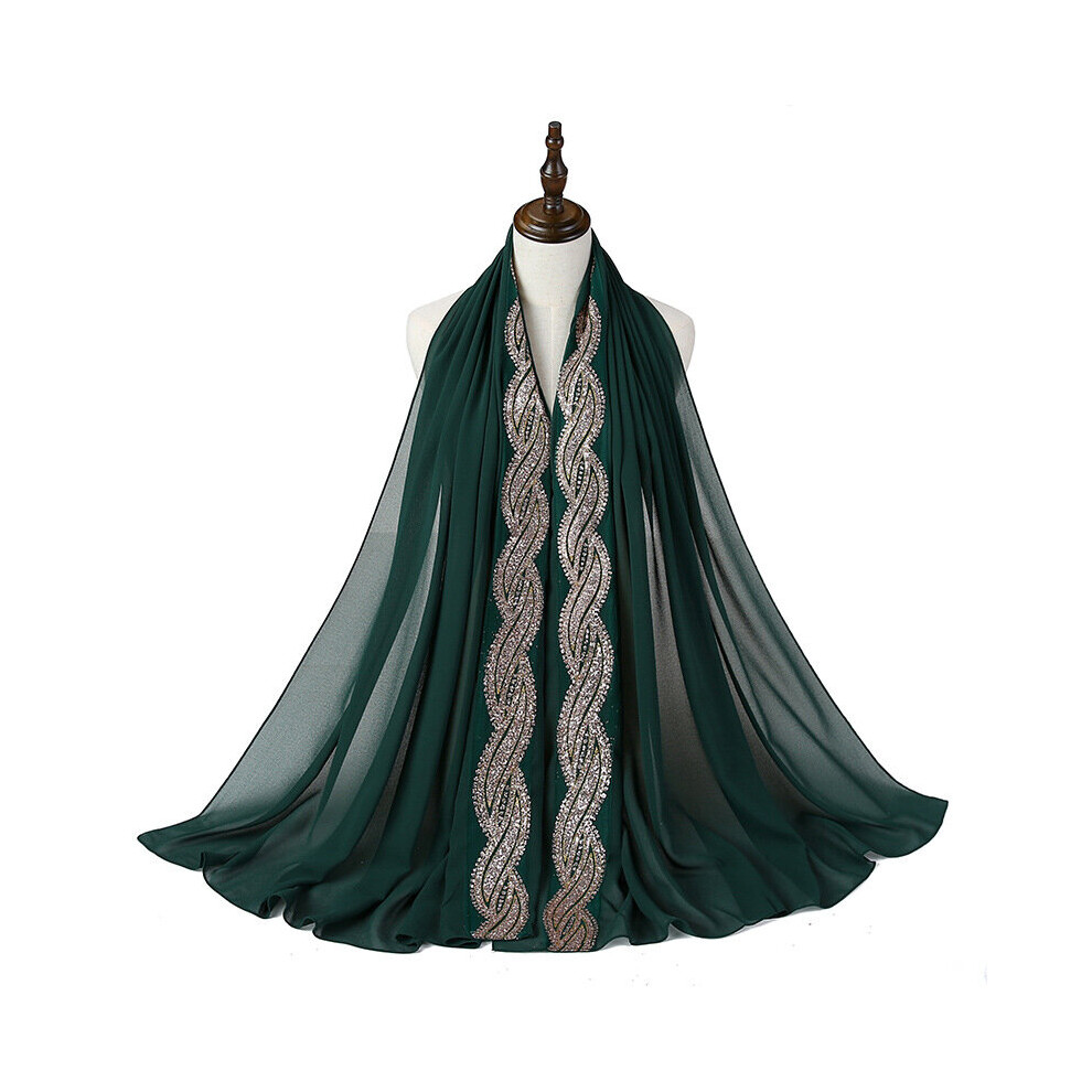 Diamond Sequin Chiffon Hijabs Headscarf Women Muslim Abaya Hijab Dress Women Chiffon Plain Scarf Islamic Turban-image-OPC-PBQPY7Y-NEW