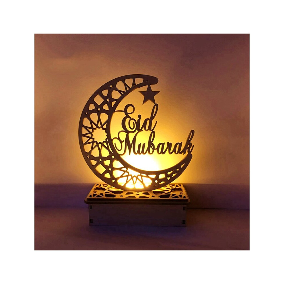 Eid Mubarak Wooden Light Led Ramadan Decoration For Home Islamic Muslim Decor Eid Abaya Al Adha Islam Party Desktop Multicoloured
