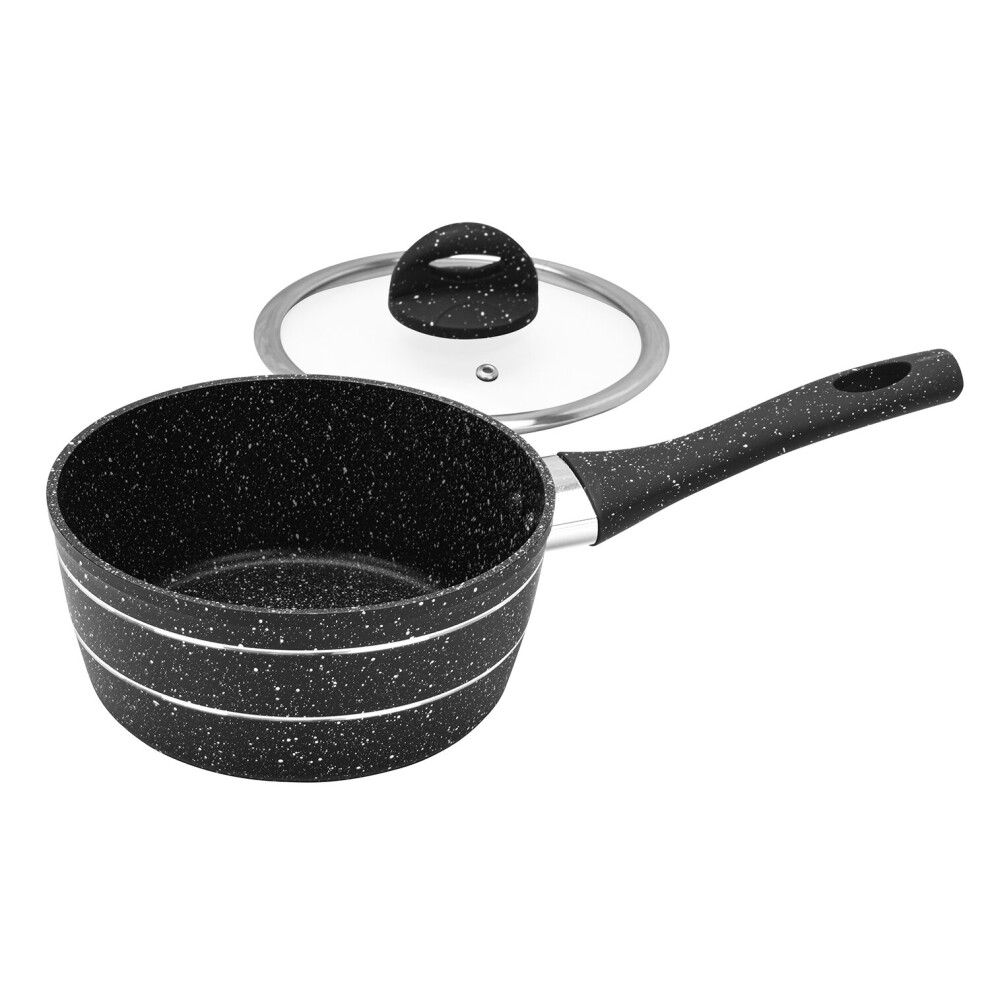 Royalford NonStick Induction Saucepan with Glass Lid 16 cm CookingPots