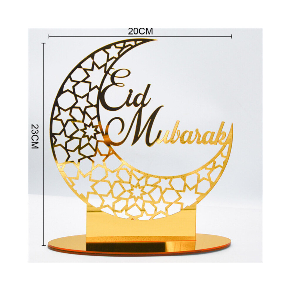 EID Mubarak Acrylic Ornament Ramadan Decoration For Home Islamic Muslim Party Golden Moon Decor EID Abaya AL Adha Kareem