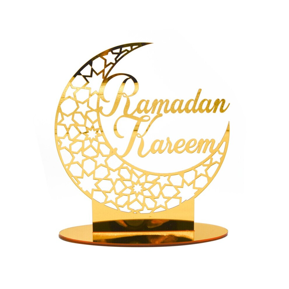 EID Mubarak Acrylic Ornament Ramadan Decoration For Home Islamic Muslim Party Golden Moon Decor EID Abaya AL Adha Kareem