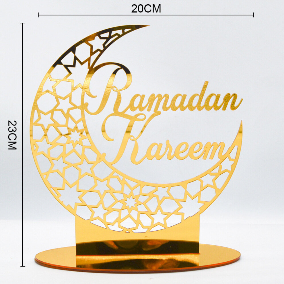 EID Mubarak Acrylic Ornament Ramadan Decoration for Home Islamic Muslim Party Golden Moon Decor EID Abaya AL Adha Kareem