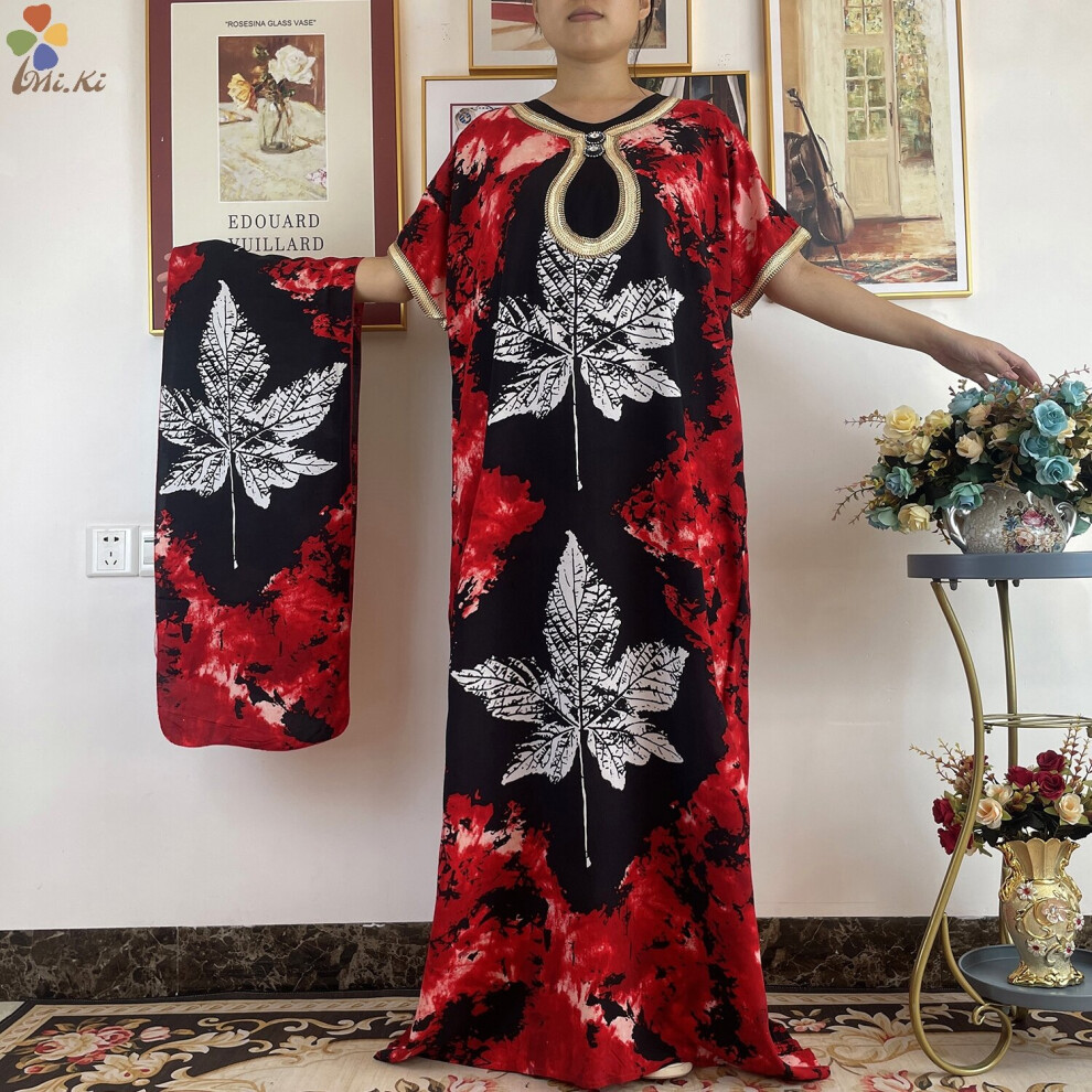 Selling short sleeve African abaya dashiki flower tie dyed dress women cotton casual loose dress-image-OPC-PBQPZ2Y-NEW
