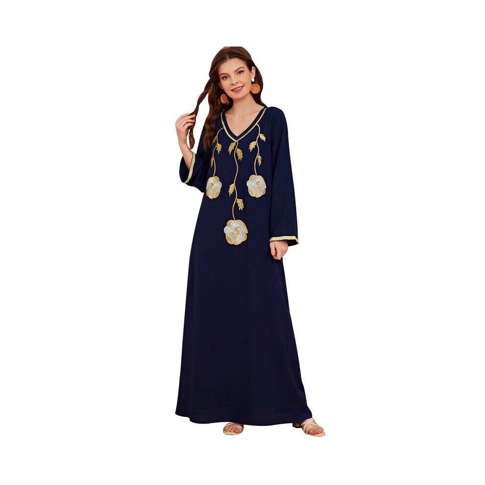 Muslim Long Dresses For Women Floral Embroidery Arab Dubai Islamic Clothing Autumn Robes Muslim Maxi Dress-image-OPC-PBQPZCF-NEW
